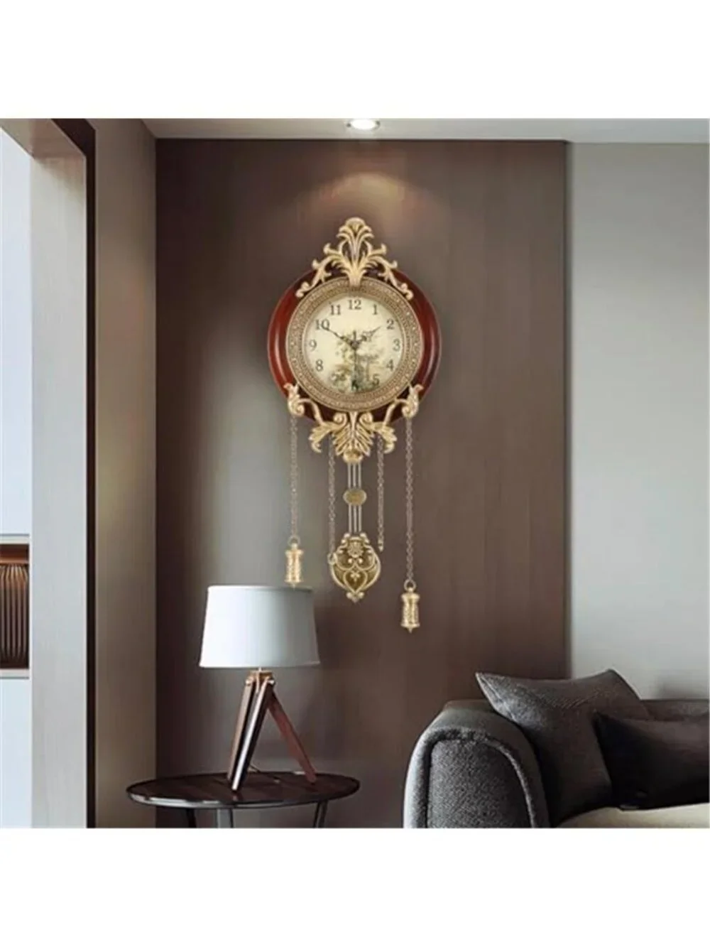 9-inch Retro Style Vintage Wood Indoor Wall Clock with Swinging Pendulum